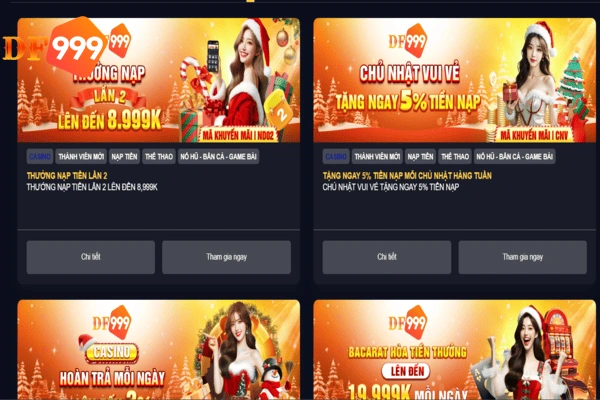 DF999 mang đến nhiều ưu đãi hấp dẫn khi cá cược Casino 