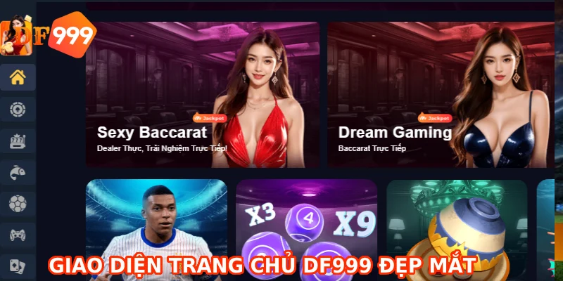 Giao diện trang chủ DF999 đẹp mắt